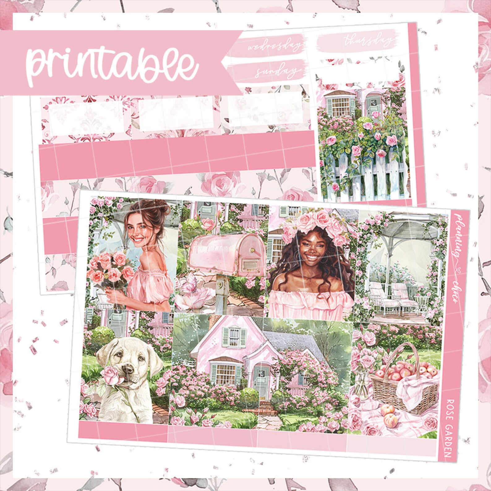 Rose Garden Weekly Kit : Printable Planner Stickers (PDF, PNG ...