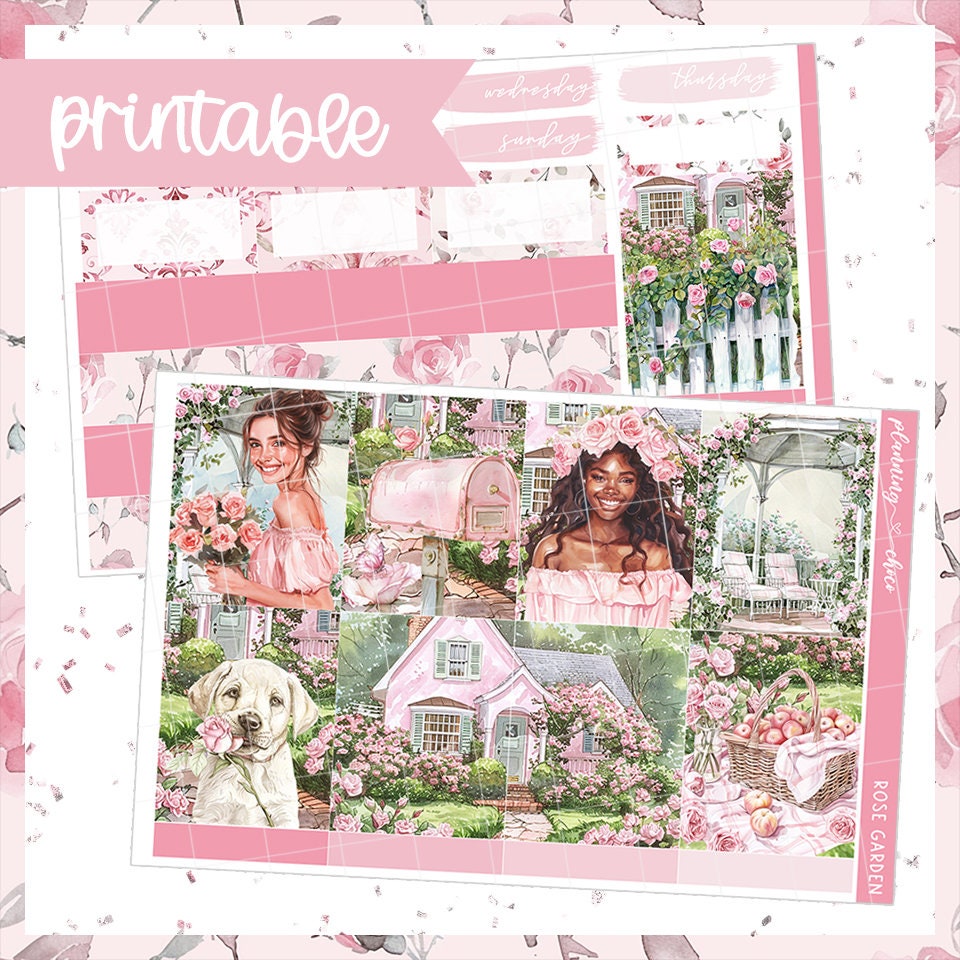 Rose Garden Weekly Kit : Printable Planner Stickers (PDF, PNG ...