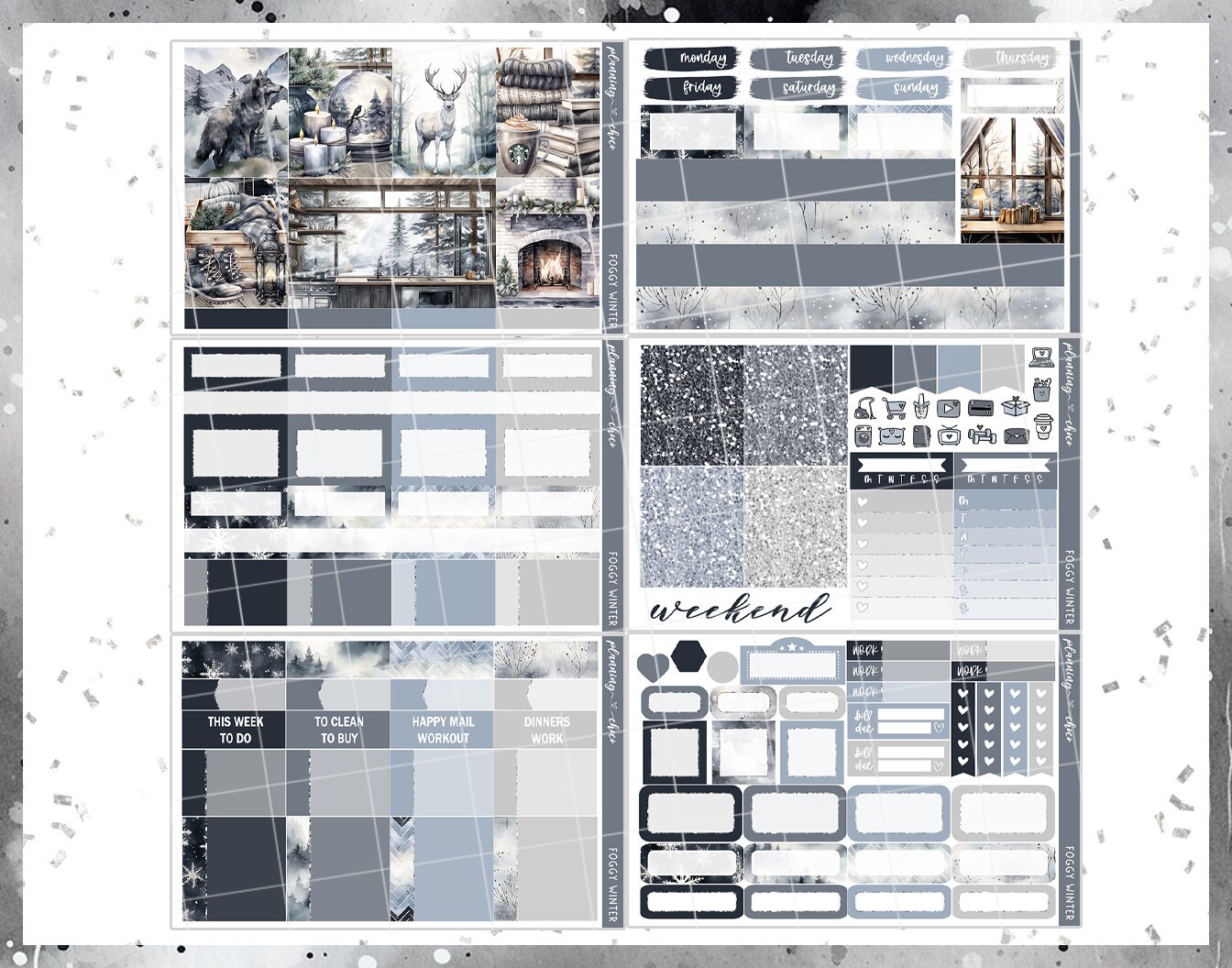 Foggy Winter / Weekly Kit / Printable Planner Stickers / Erincondren ...