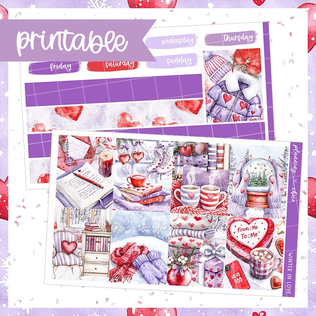 Winter in Love Weekly Kit : Printable Planner Stickers (PDF, PNG ...