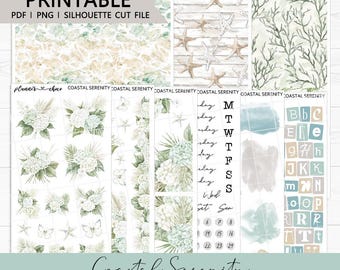 Coastal Serenity Journaling Add On : Printable Planner Stickers (PDF, PNG, Silhouette Cut Files)