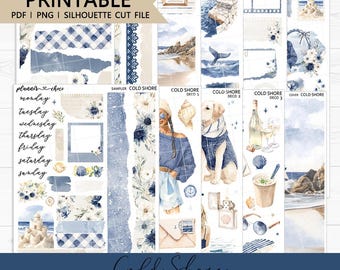 Cold Shore Journaling Kit: Printable Planner Stickers (PDF, PNG, Silhouette Cut Files)