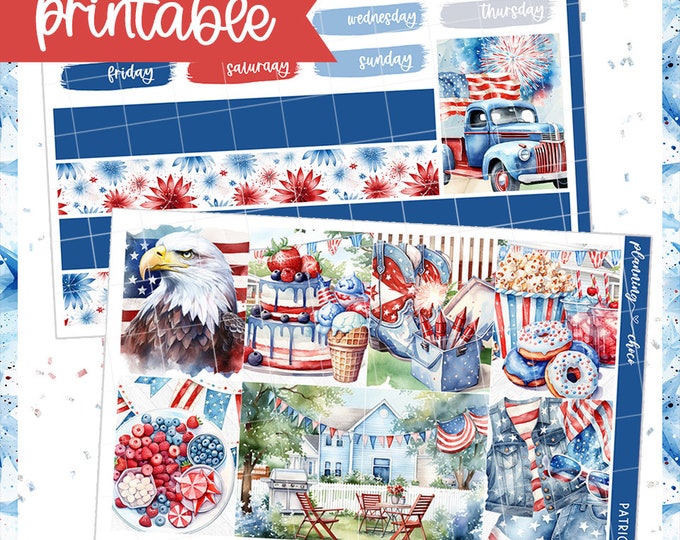 Patriotic / Weekly Kit / Printable Planner Stickers / Erincondren ...