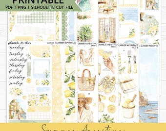 Summer Aperitivo Journaling Kit: Printable Planner Stickers (PDF, PNG, Silhouette Cut Files)