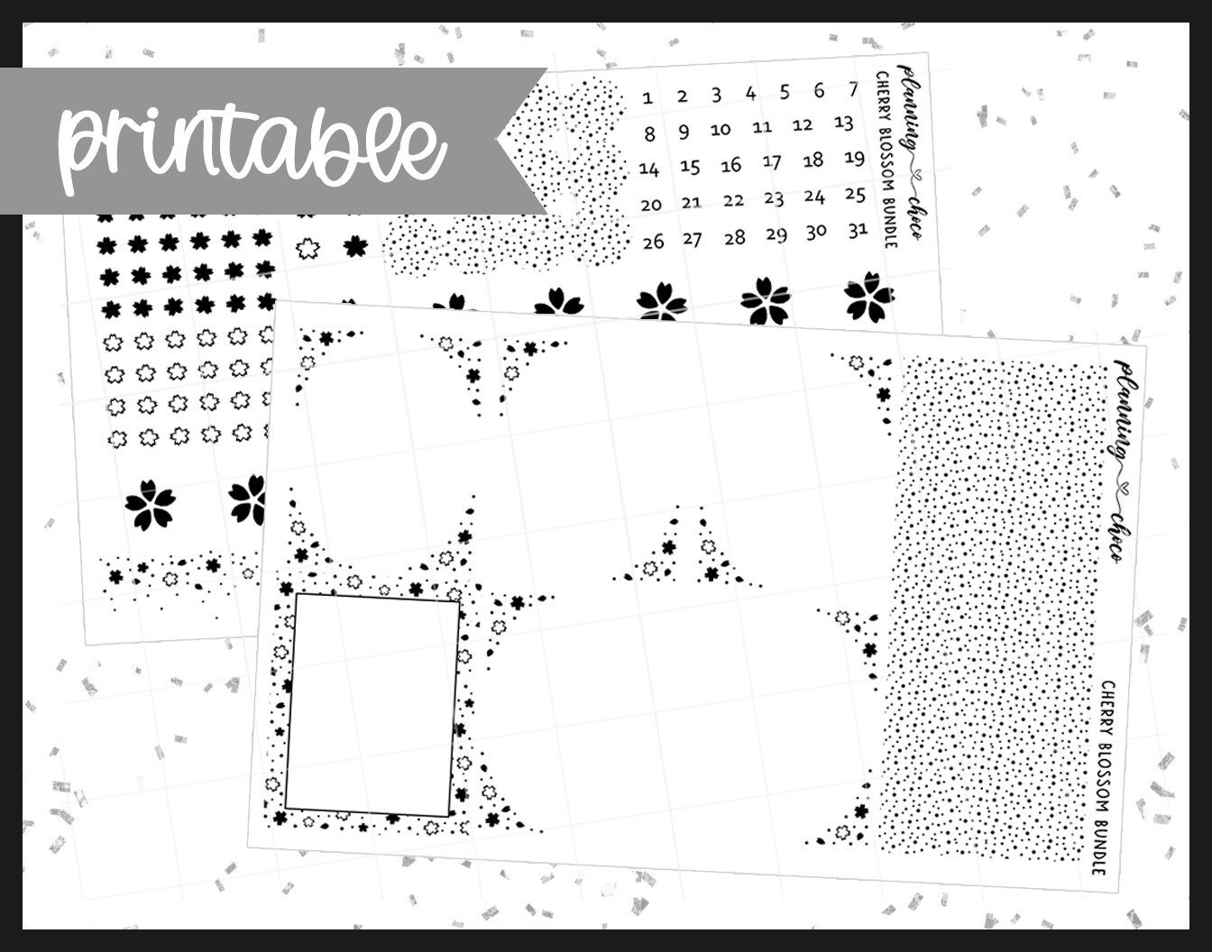Cherry Blossom Foil Bundle : Printable Planner Stickers (PDF, PNG ...