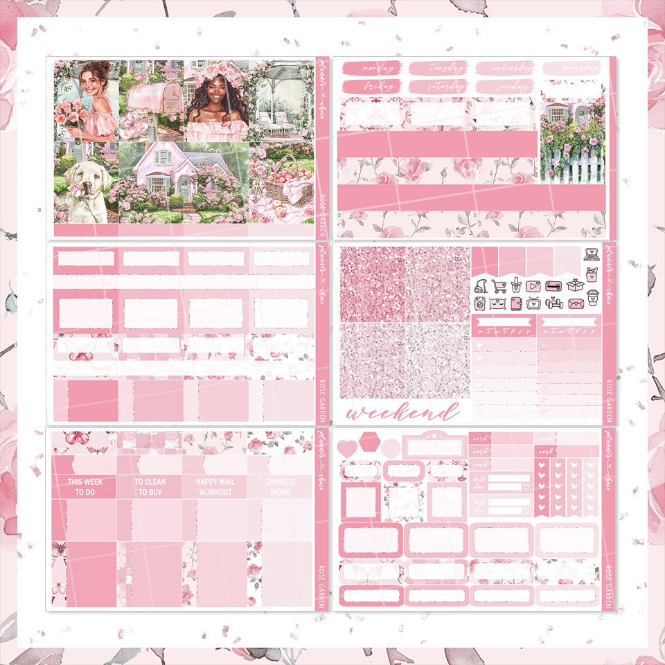 Rose Garden Weekly Kit : Printable Planner Stickers (PDF, PNG ...
