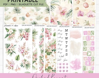 Orchid Resort Journaling Add On : Printable Planner Stickers (PDF, PNG, Silhouette Cut Files)