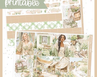 Rustic Spring Weekly Kit : Printable Planner Stickers (PDF, PNG, Silhouette Cut Files)
