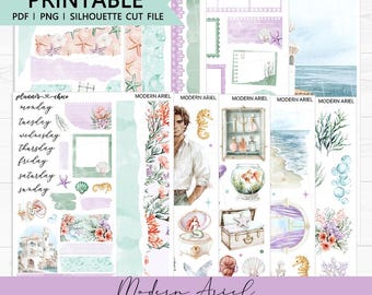 Modern Ariel Mini Journaling Kit: Printable Planner Stickers (PDF, PNG, Silhouette Cut Files)