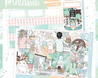 Egg Hunt Weekly Kit : Printable Planner Stickers (PDF, PNG, Silhouette Cut Files)
