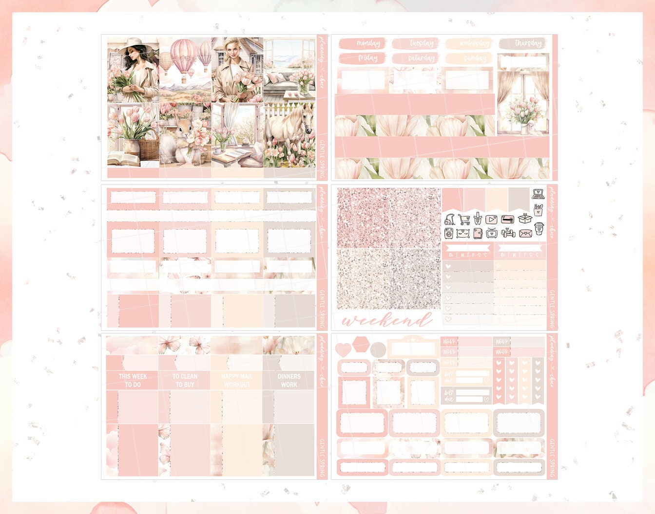 Gentle Spring Weekly Kit : Printable Planner Stickers (PDF, PNG ...