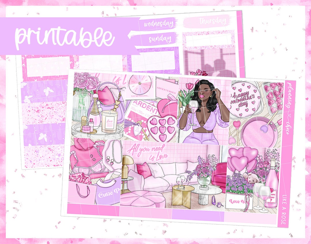 Like a Rose Weekly Kit : Printable Planner Stickers (PDF, PNG ...