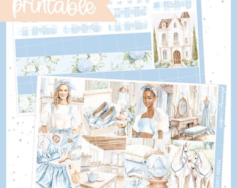 Modern Cinderella Weekly Kit : Printable Planner Stickers (PDF, PNG, Silhouette Cut Files)