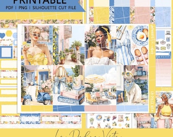 La Dolce Vita Vertical Weekly Kit : Printable Planner Stickers (PDF, PNG, Silhouette Cut Files)