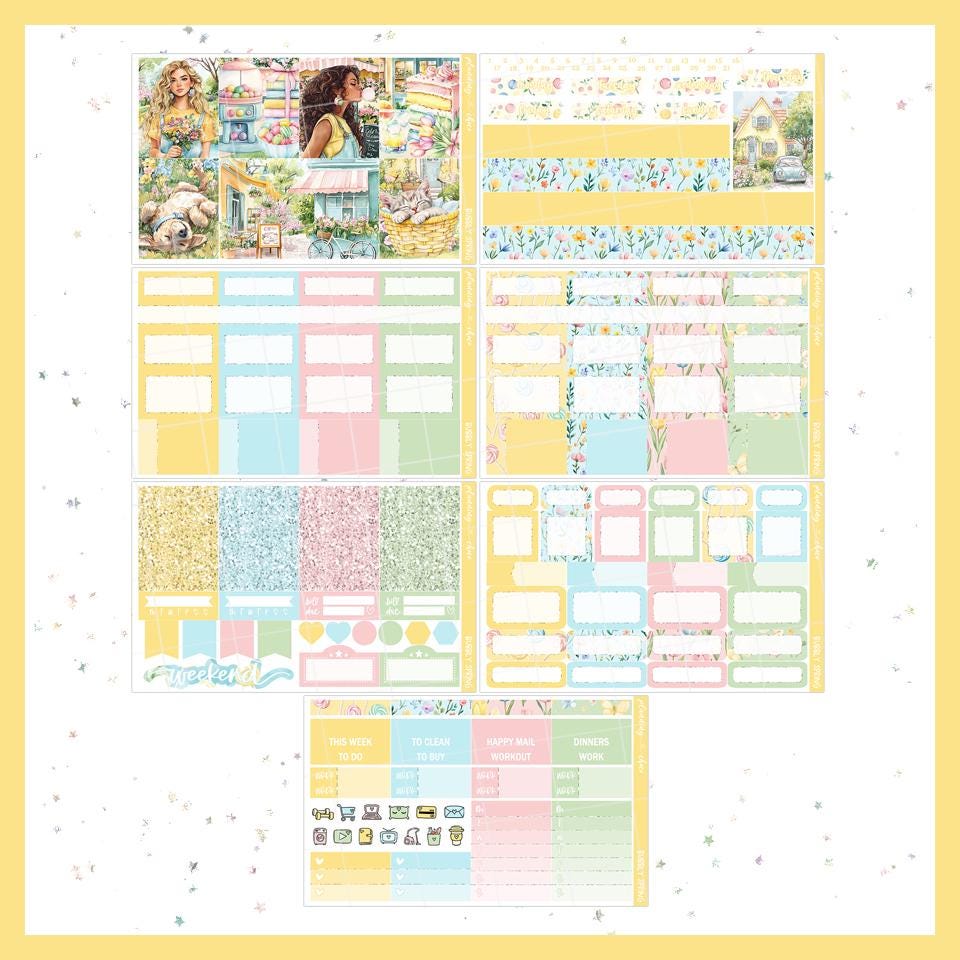 Bubbly Spring Weekly Kit : Printable Planner Stickers (PDF, PNG ...