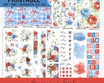 Americana Girl Journaling Add On : Printable Planner Stickers (PDF, PNG, Silhouette Cut Files)