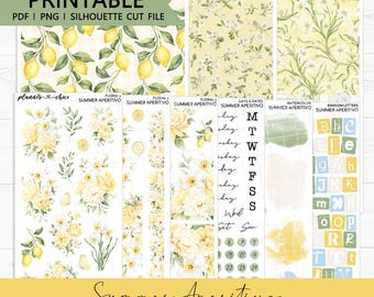Summer Aperitivo Journaling Add On : Printable Planner Stickers (PDF, PNG, Silhouette Cut Files)