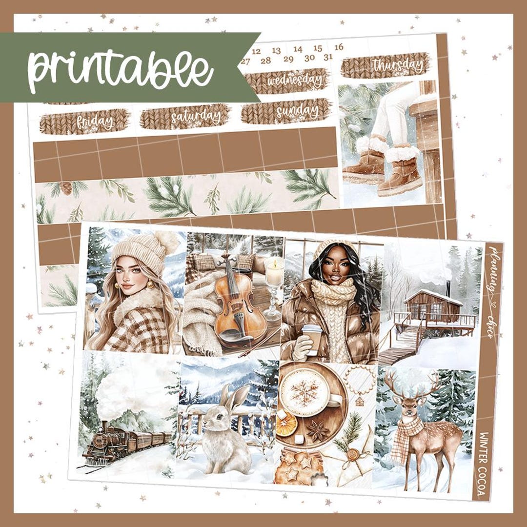 Winter Cocoa Weekly Kit : Printable Planner Stickers (PDF, PNG ...