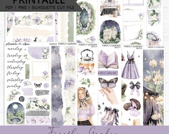 Firefly Garden Journaling Kit: Printable Planner Stickers (PDF, PNG, Silhouette Cut Files)