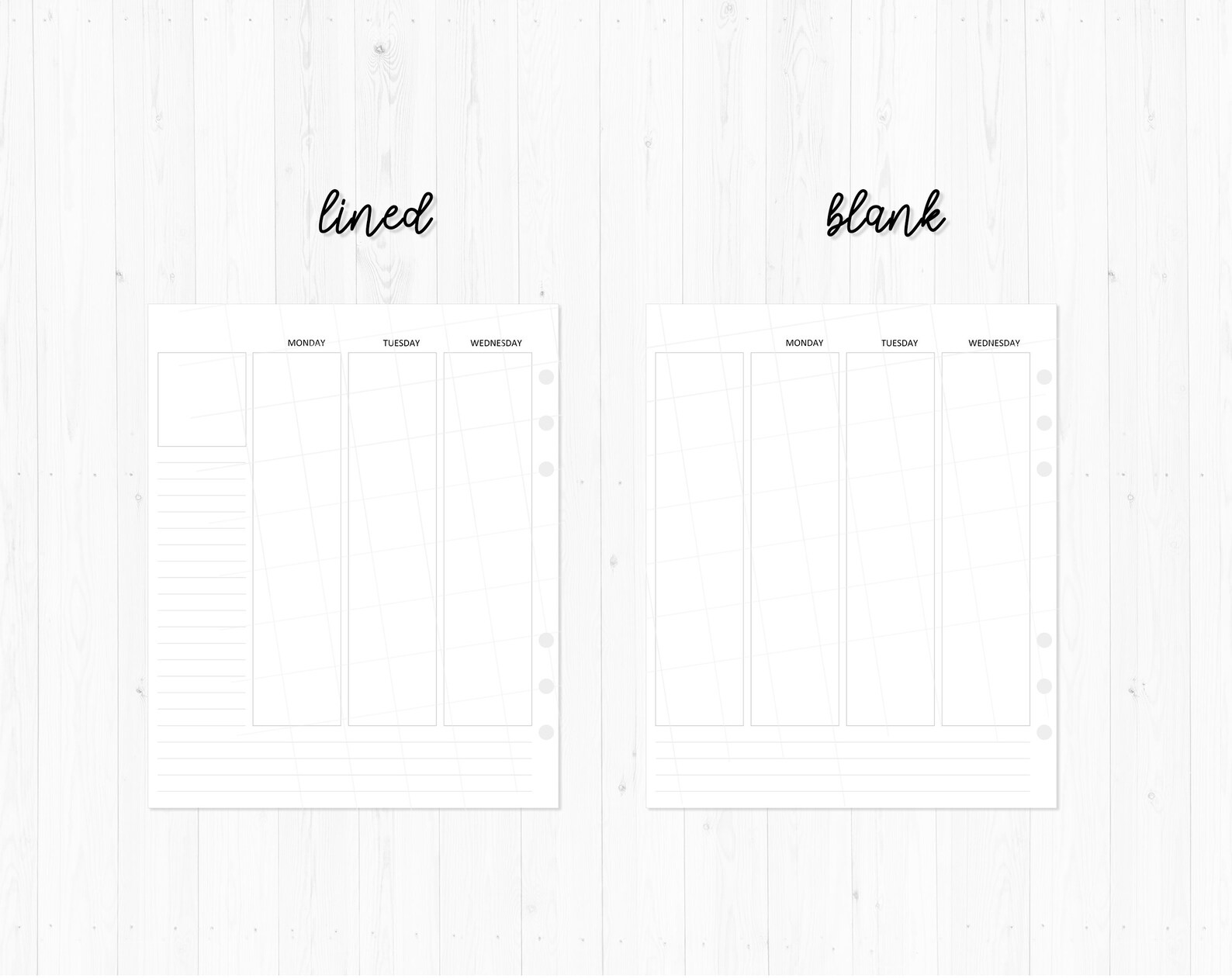 Undated Weekly / A5 Wide Rings / Printable Inserts / WO2P / | Etsy