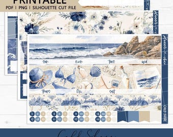 Kit mensuel vertical Cold Shore : autocollants imprimables pour agenda (PDF, PNG, fichiers de découpe Silhouette)