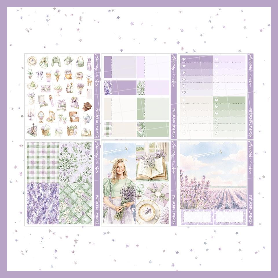 Pistachio Lavender Weekly Kit : Printable Planner Stickers (PDF, PNG ...
