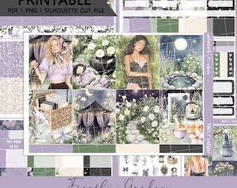 Firefly Garden Vertical Weekly Kit : Printable Planner Stickers (PDF, PNG, Silhouette Cut Files)