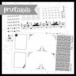 School / Printable Foil Bundle / Foil Ready / printable planner stickers / Erincondren / pdf, png, silhouette cut files