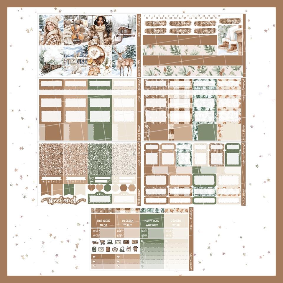 Winter Cocoa Weekly Kit : Printable Planner Stickers (PDF, PNG ...