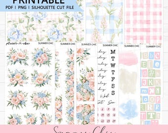 Summer Chic Journaling Add On : Printable Planner Stickers (PDF, PNG, Silhouette Cut Files)