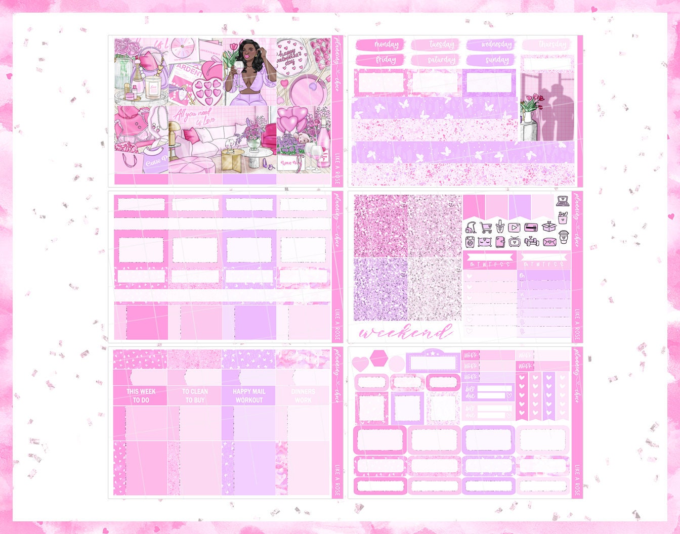 Like a Rose Weekly Kit : Printable Planner Stickers (PDF, PNG ...