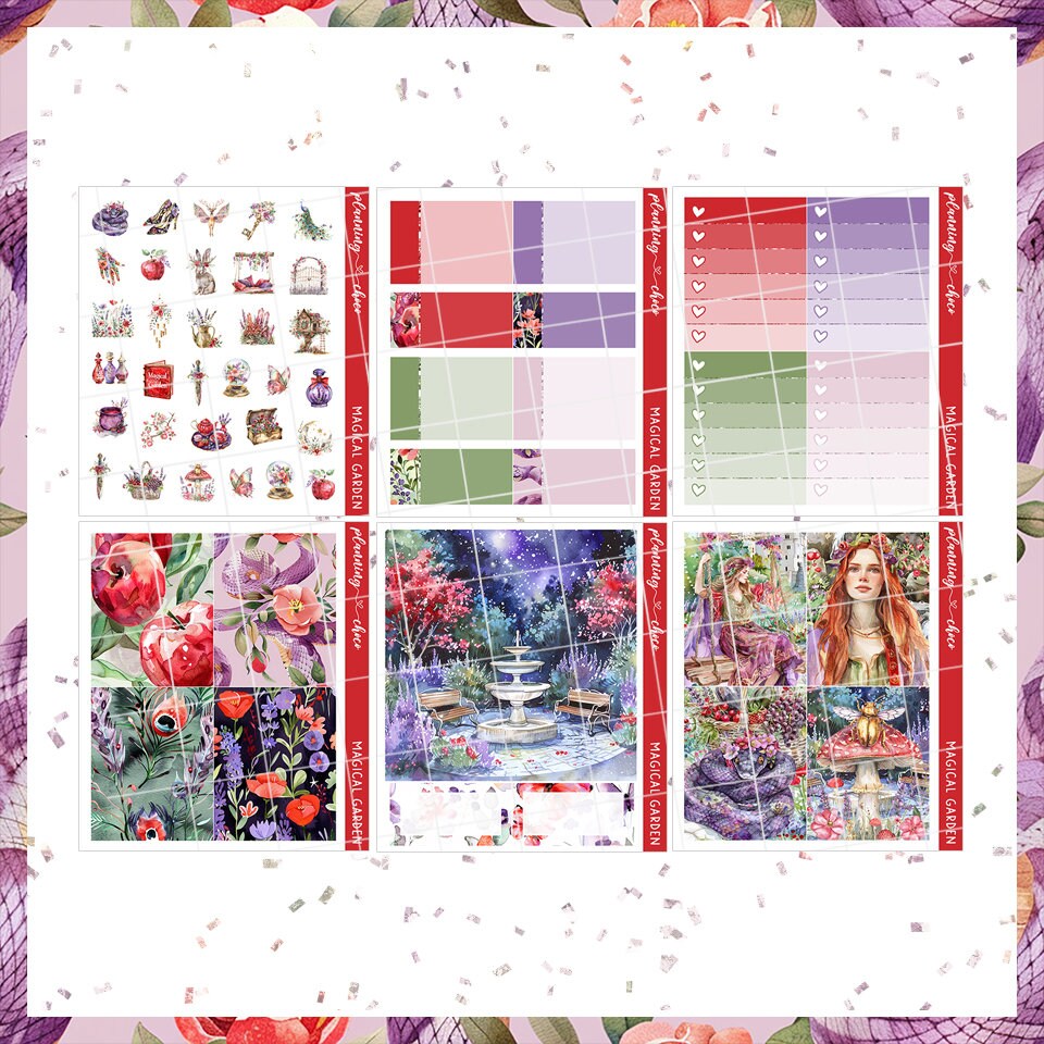 Magical Garden Weekly Kit : Printable Planner Stickers (PDF, PNG ...