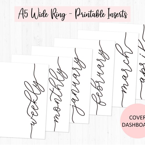 Undated Weekly / A5 Wide Rings / Printable Inserts / WO2P / - Etsy
