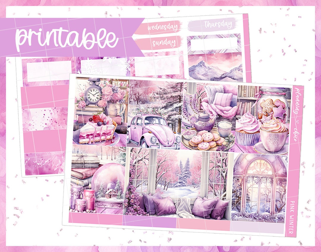 Pink Winter Weekly Kit : Printable Planner Stickers (PDF, PNG ...
