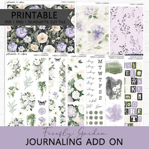 Tillägg till Firefly Garden Journaling: Utskrivbara planeringsklistermärken (PDF, PNG, silhuettklippfiler)