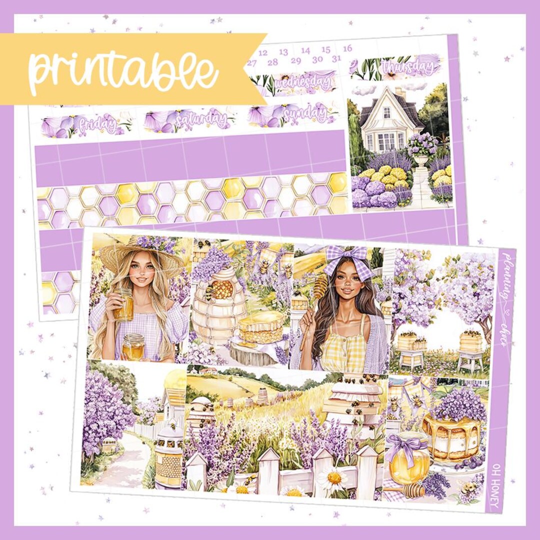 Oh Honey Weekly Kit : Printable Planner Stickers (PDF, PNG, Silhouette ...