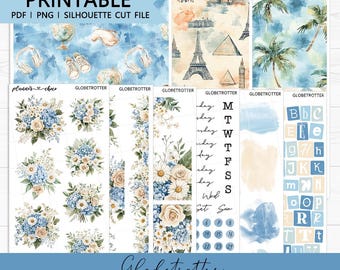 Globetrotter Journaling Add On : Printable Planner Stickers (PDF, PNG, Silhouette Cut Files)