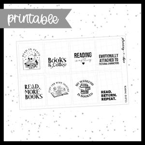 Reading 2.0 / Printable Foil Quote Full Box / Foil Ready / printable planner stickers / Erincondren / silhouette cut files