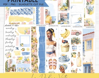 La Dolce Vita Journaling Kit: Printable Planner Stickers (PDF, PNG, Silhouette Cut Files)