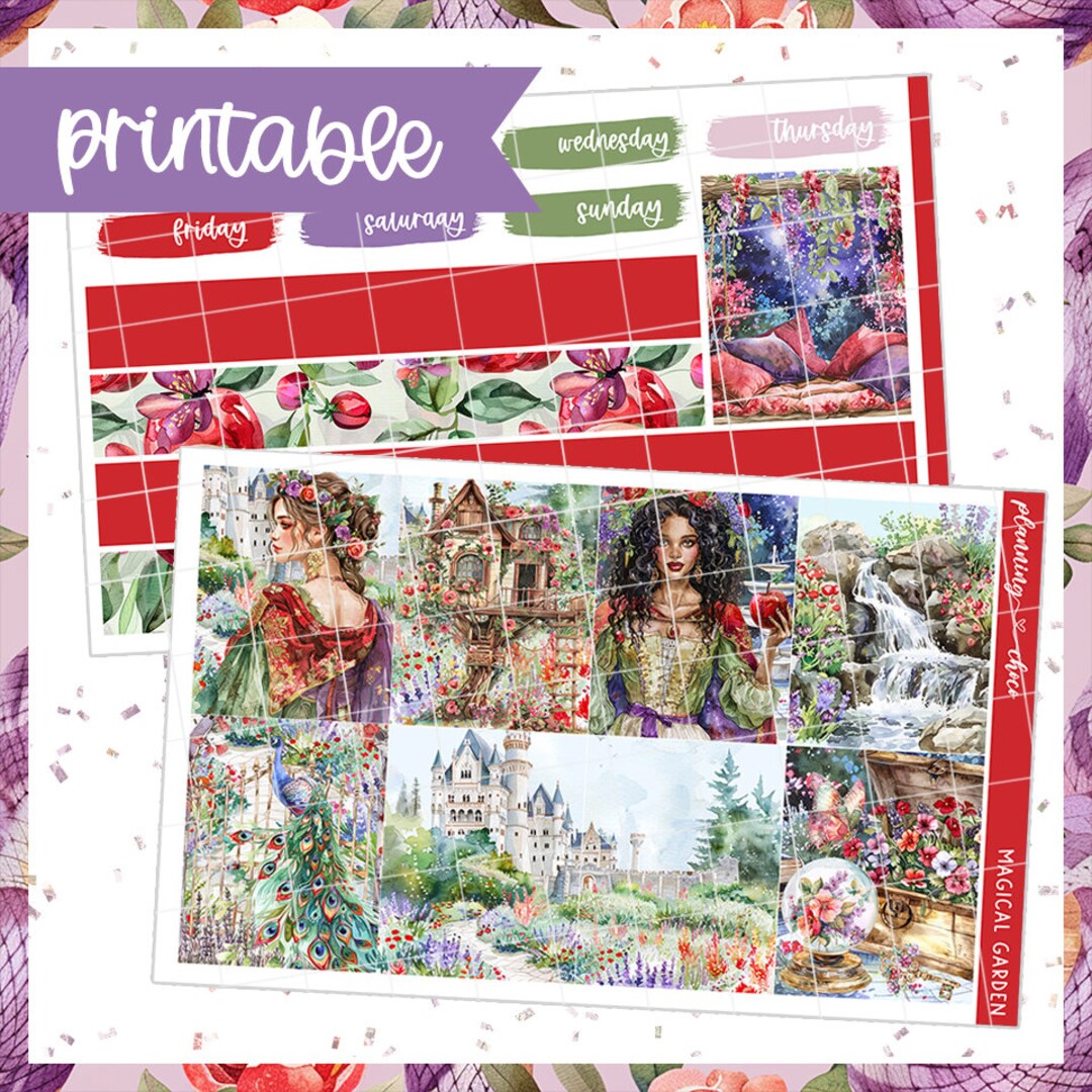 Magical Garden Weekly Kit : Printable Planner Stickers (PDF, PNG ...