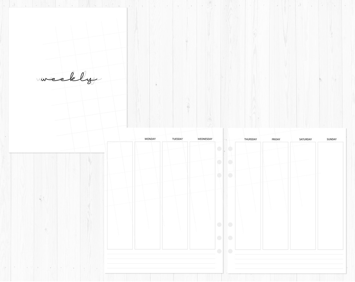Undated Weekly / A5 Wide Rings / Printable Inserts / WO2P / | Etsy