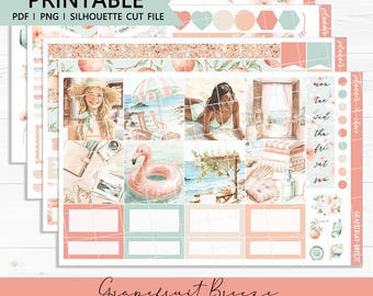 Grapefruit Breeze Hobonichi Cousin Weekly Kit : Printable Planner Stickers (PDF, PNG, Silhouette Cut Files)
