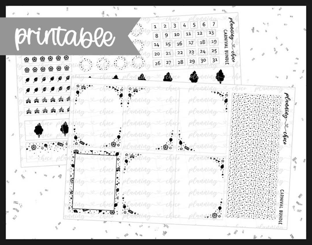 Carnival / Printable Foil Bundle / Foil Ready / Printable Planner