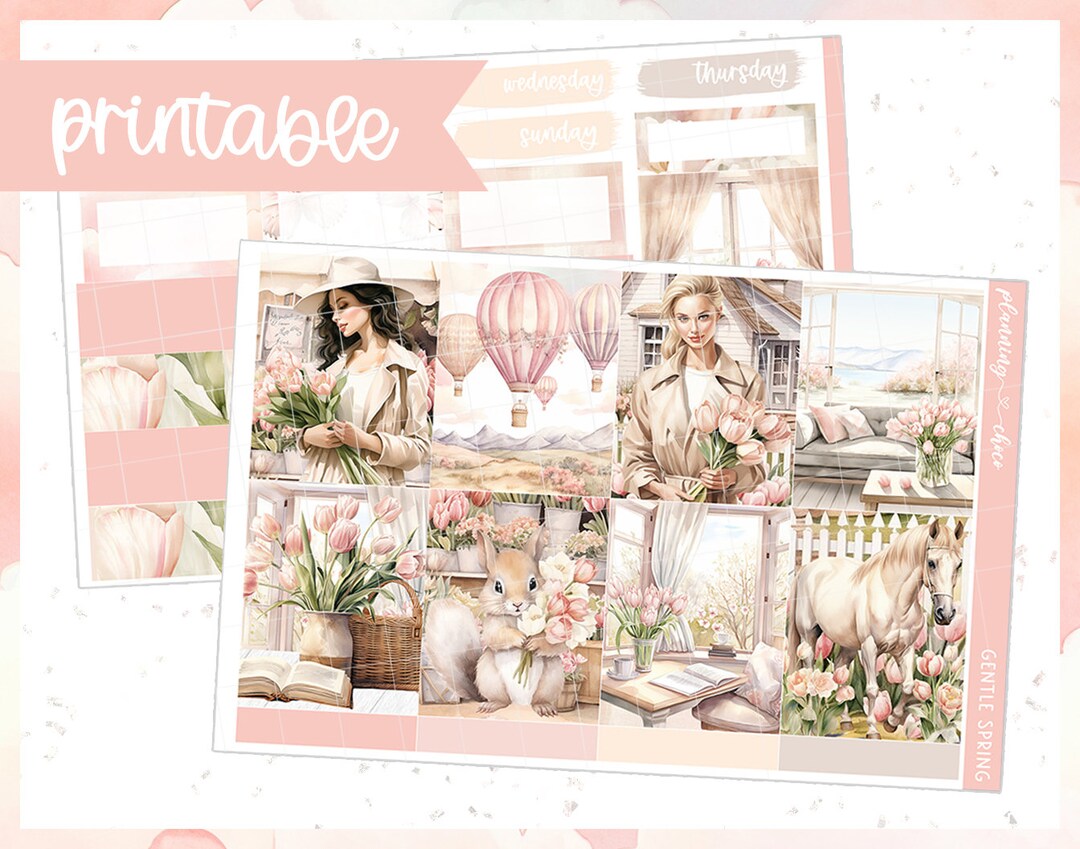 Gentle Spring Weekly Kit : Printable Planner Stickers (PDF, PNG ...