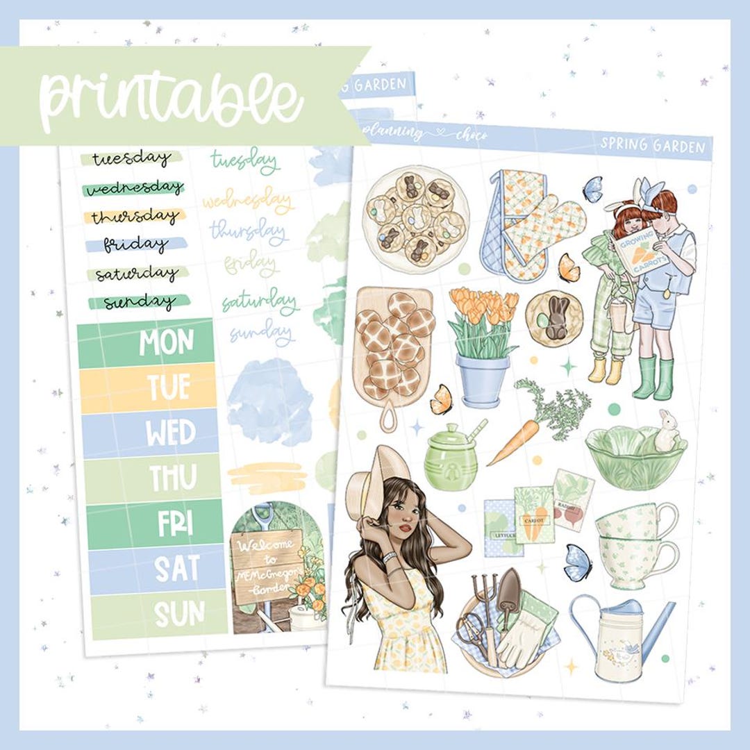 Spring Garden Journaling Kit: Printable Planner Stickers (PDF, PNG ...