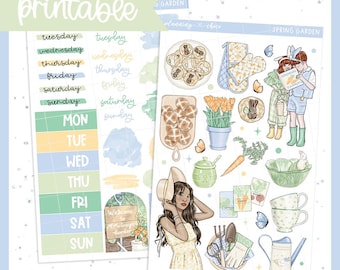 Spring Garden Journaling Kit: Printable Planner Stickers (PDF, PNG, Silhouette Cut Files)