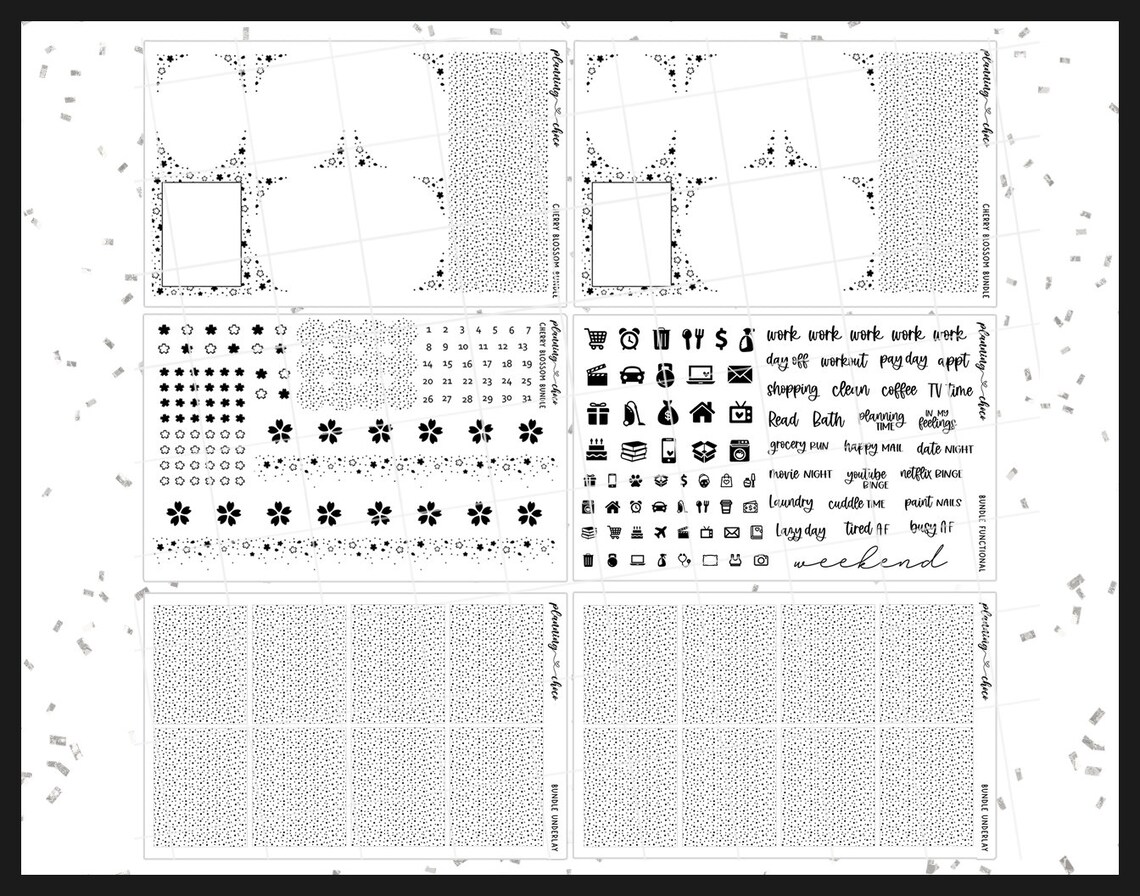 Cherry Blossom Foil Bundle : Printable Planner Stickers (PDF, PNG ...