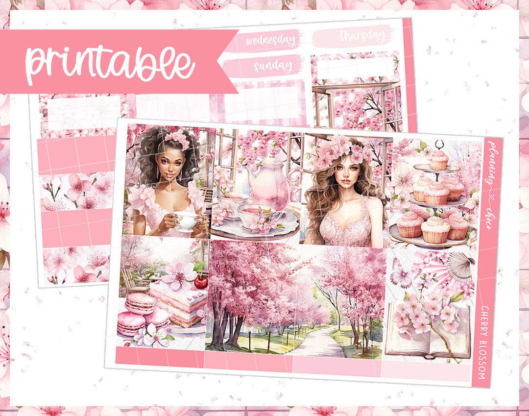 Cherry Blossom Weekly Kit : Printable Planner Stickers (PDF, PNG ...