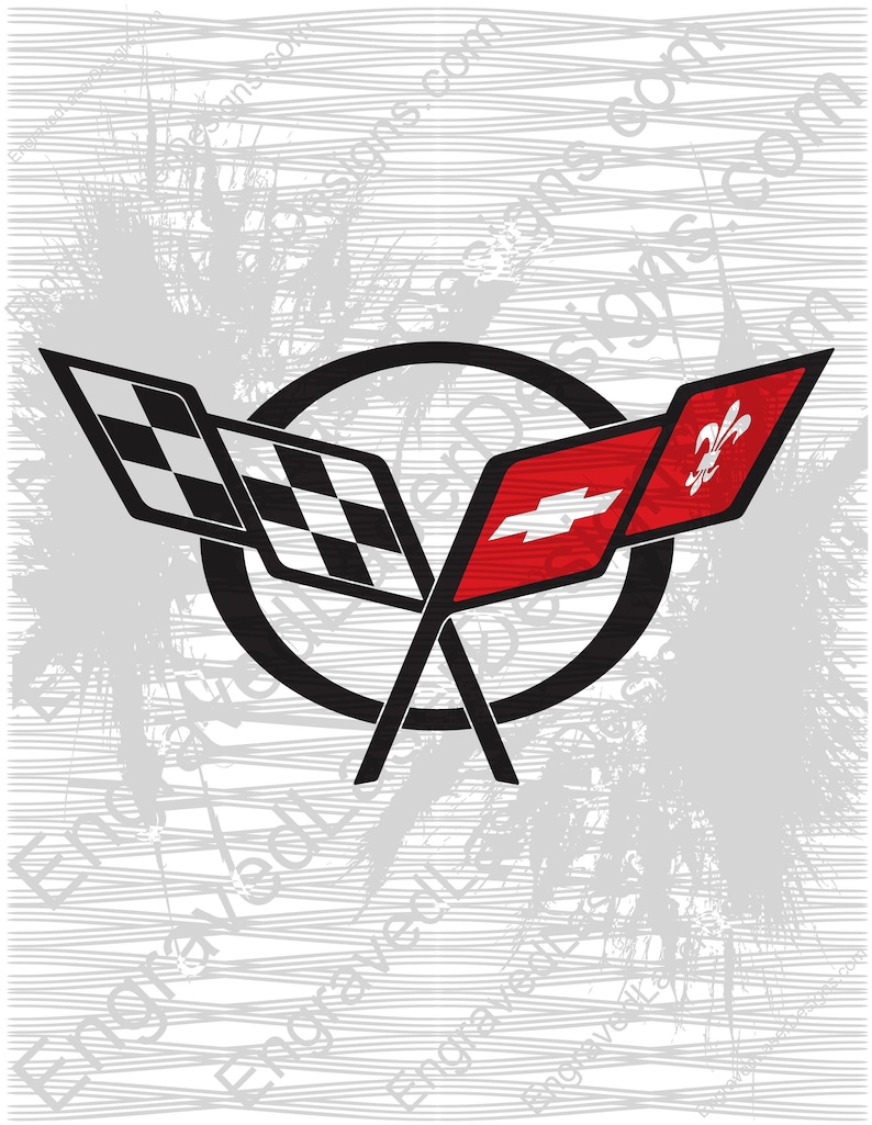 Corvette Flags Chevrolet Classic Logo Vector Car Emblem Etsy