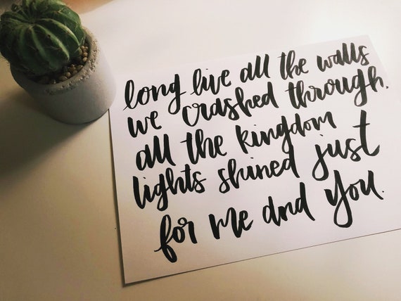 Handmade Ink Print Quote A4 Taylor Swift Hand Brush Lettering